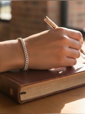 Monaco Moissanite 6.6" Steeling Silver Bracelet NWT